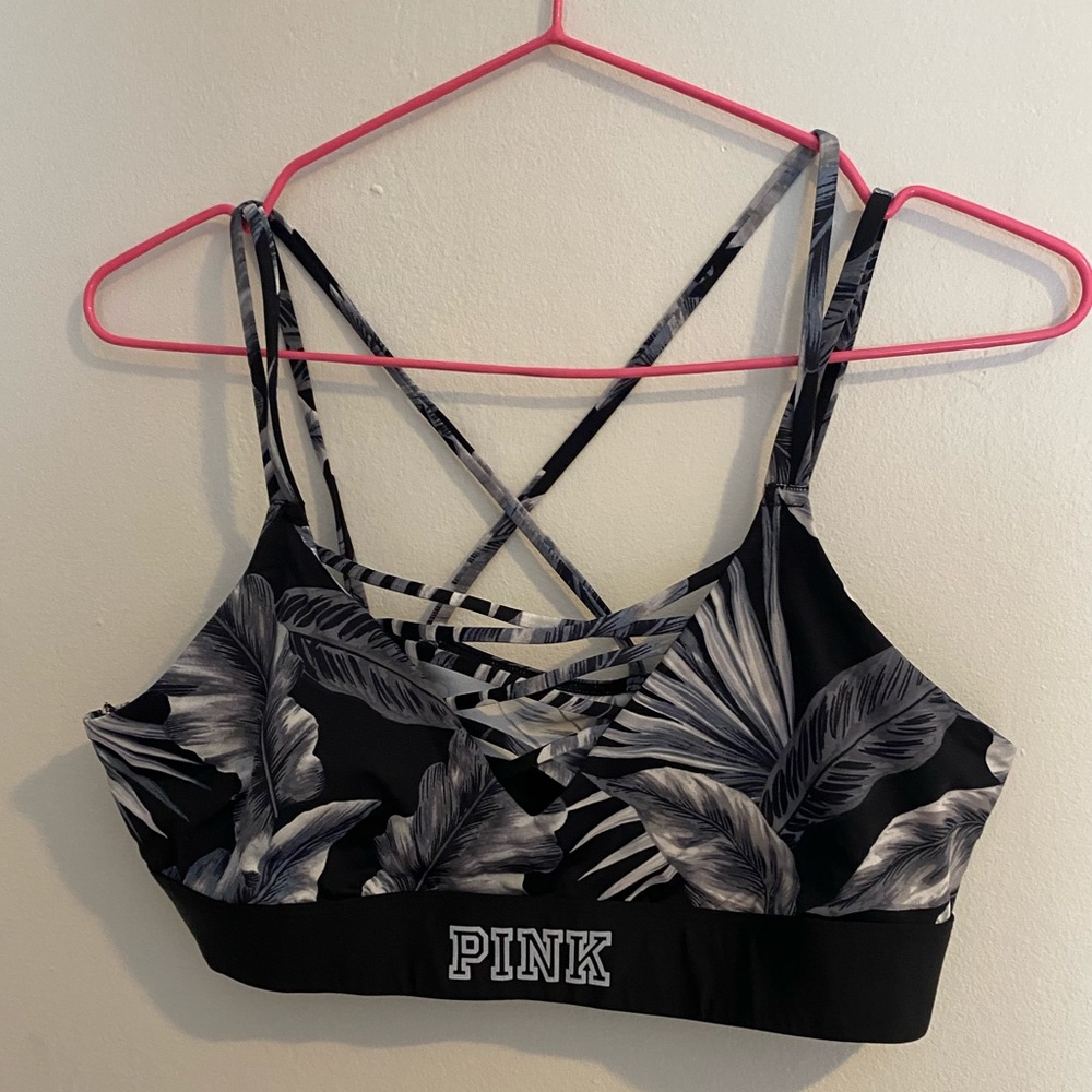 Victoria’s Secret pink sports bra tropical